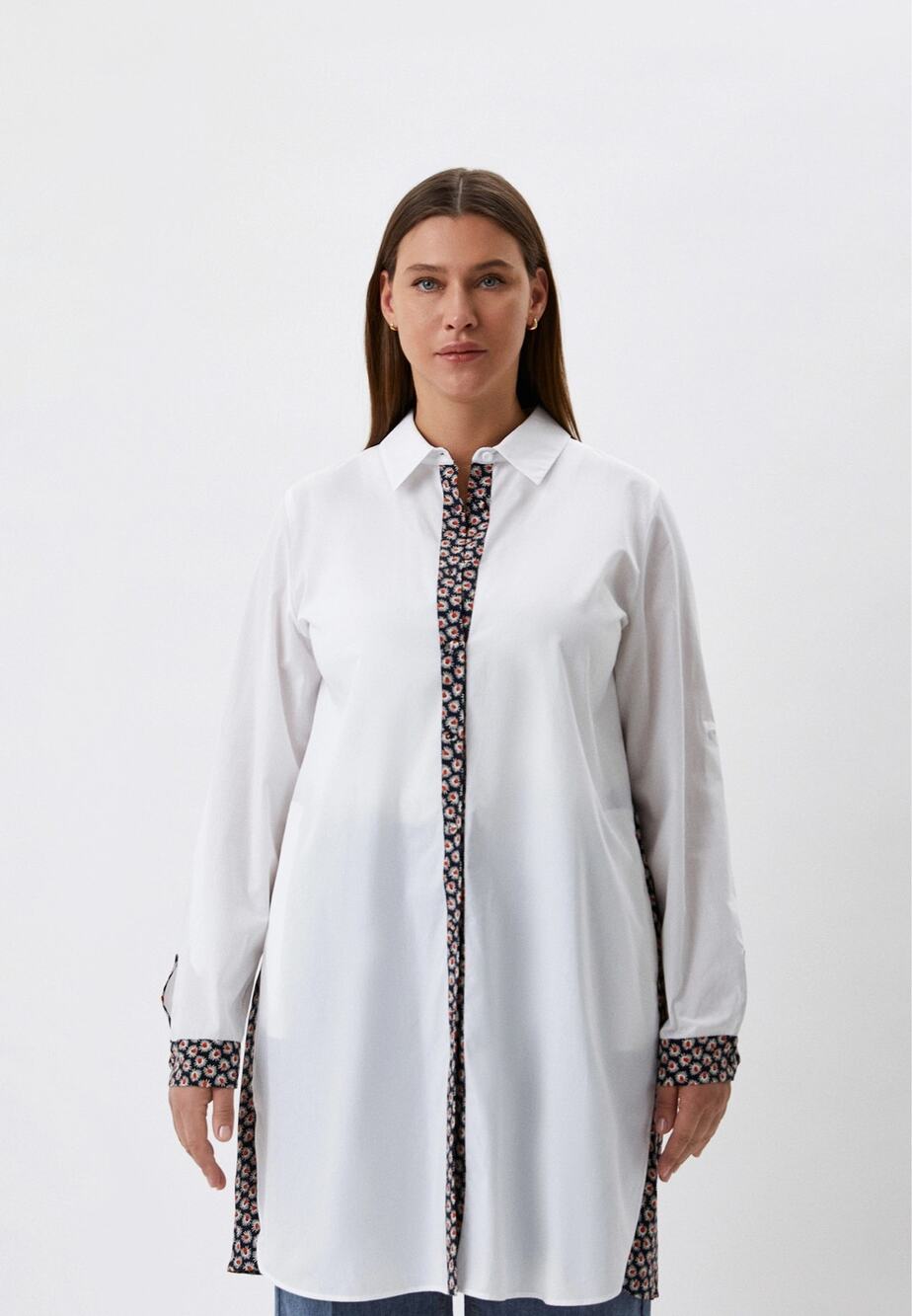 NWT Marina Rinaldi Cotton Mixed Media Long Tunic Top US 20 Boho Minimalist FLAWS